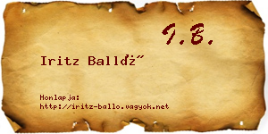 Iritz Balló névjegykártya